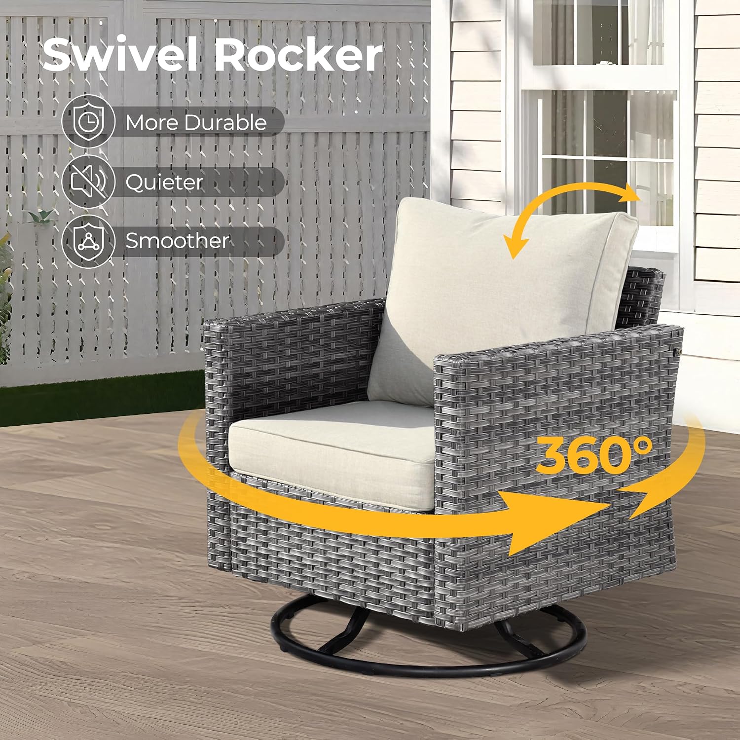 HOOOWOOO 13 Piece Patio Sectional Furniture Set with Fire Pit Table,Modern Wicker Outdoor Conversation Sofa Sets,All Weather Modular L Shaped Outside Couch Swivel Chair(Beige Sand)