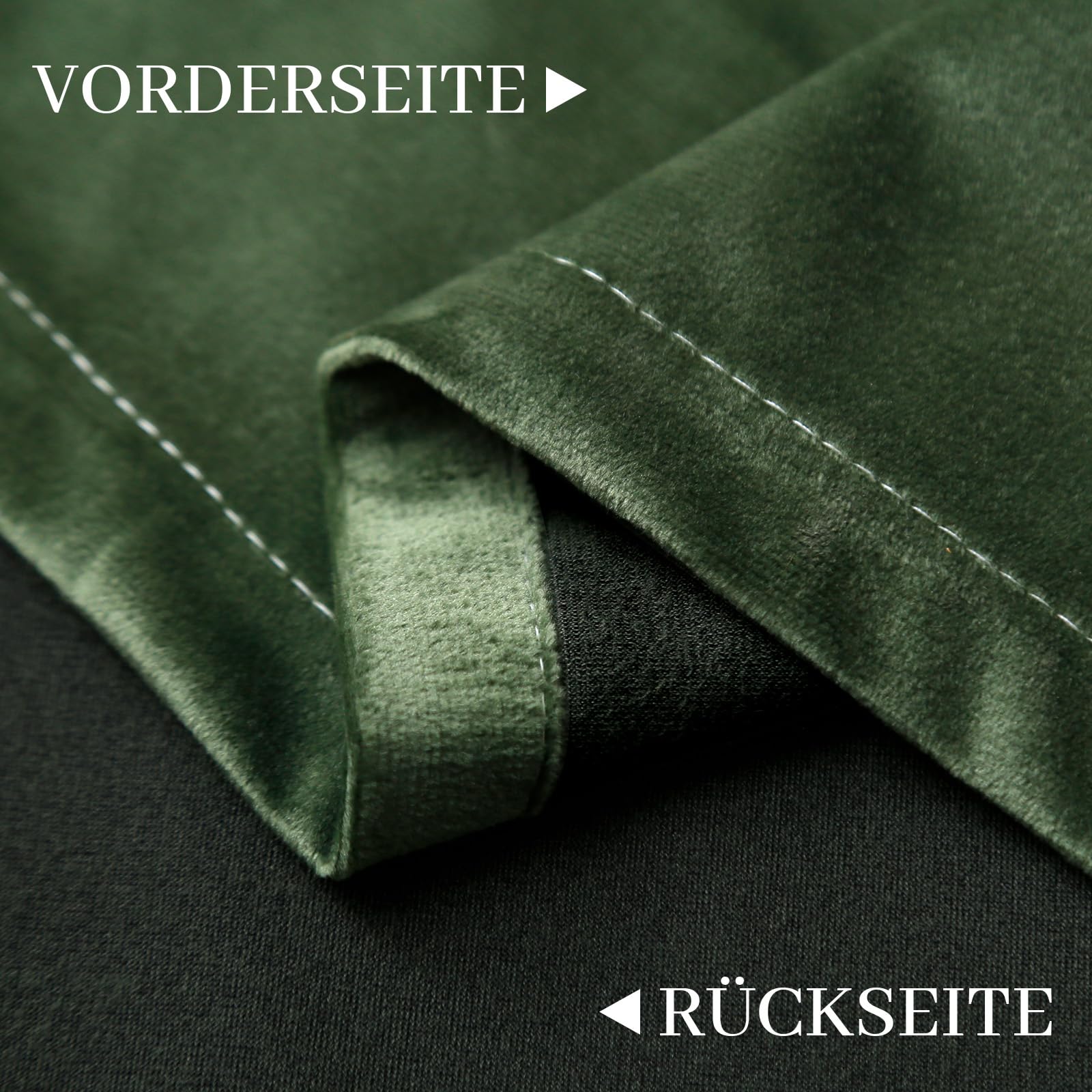 Rosnek Thermovorhang Kräuselband 2 Stück,90% Blackout Curtains Thermogardine Vorhang Samt,Verdunkelungsvorhänge übergardinen Vorhänge,Olivgrün,H244xB132CM