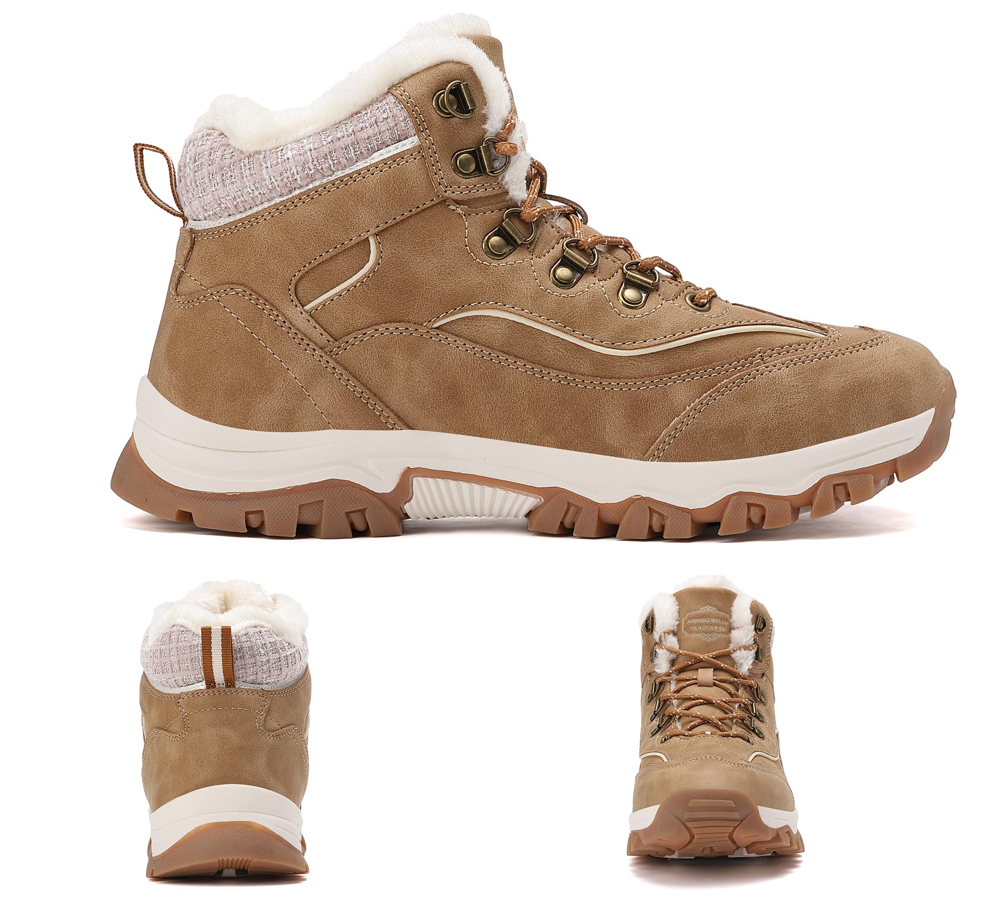 ARRIGO BELLO Donna Stivali da Neve Invernali Scarpe Allineato Pelliccia Caloroso Caviglia Piatto Stivaletti Sportive Boots Escursionismo 36-41