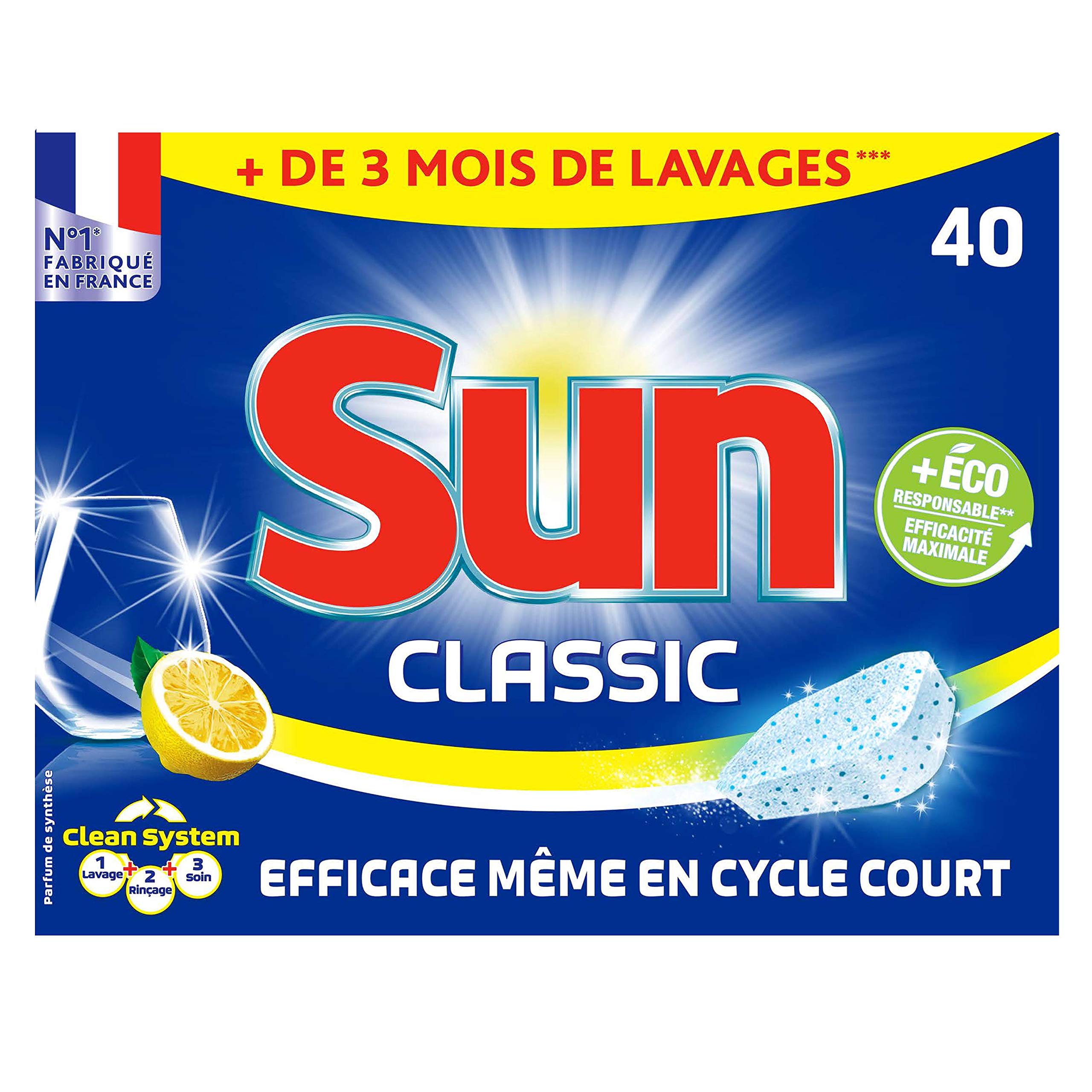 Sun Klasyczne tabletki cytrynowe do zmywarki - 2 pudełka po 40 sztuk