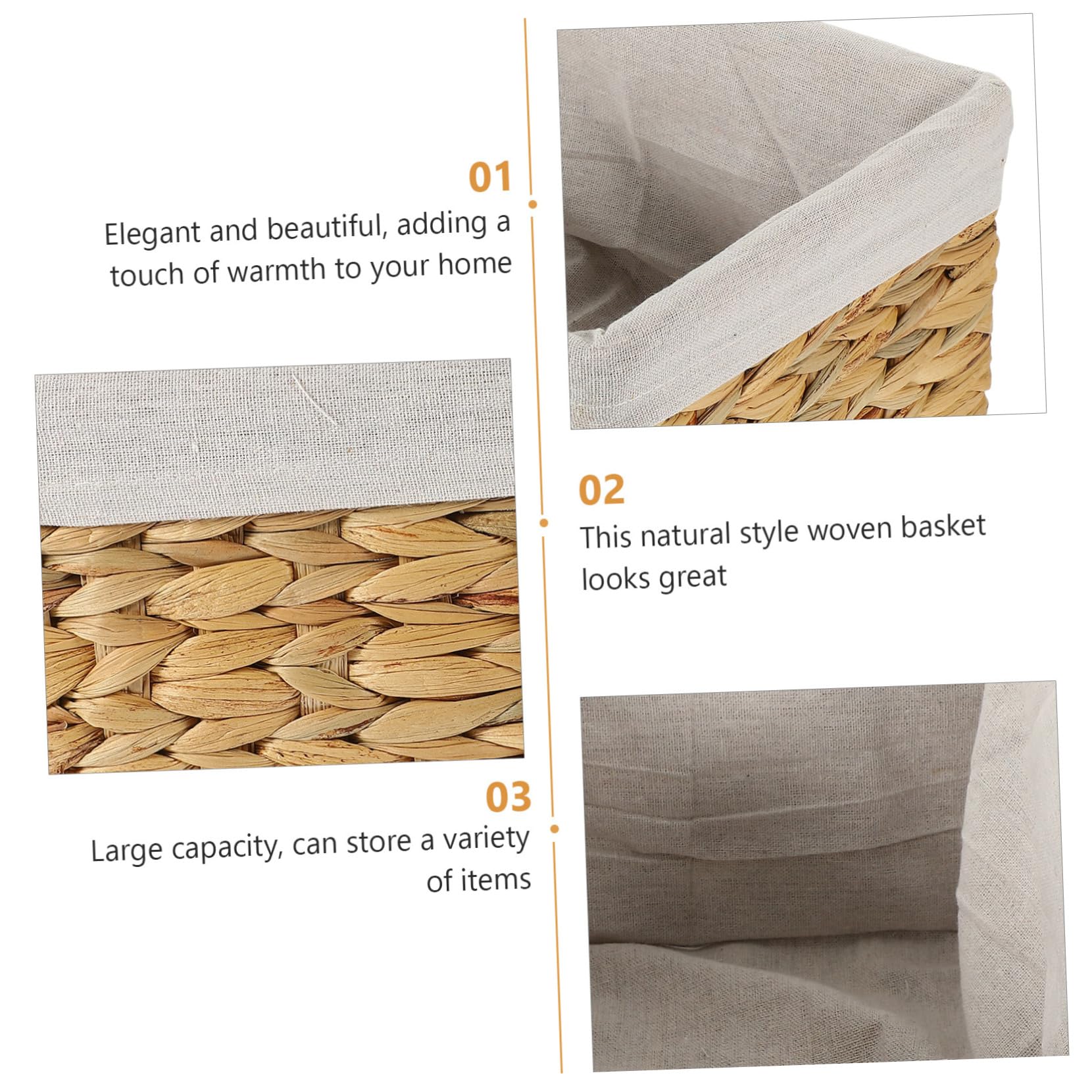 Cesta de Almacenamiento de Fibra Natural, Rectangular, Tejida a Mano