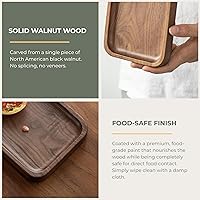 Vista 8 de Bandeja de Servicio Muso Nogal - Bandeja Rectangular Pequeña de Madera Maciza para Baño, Cena, Té, Café (29.97 cm x 12.7 cm)