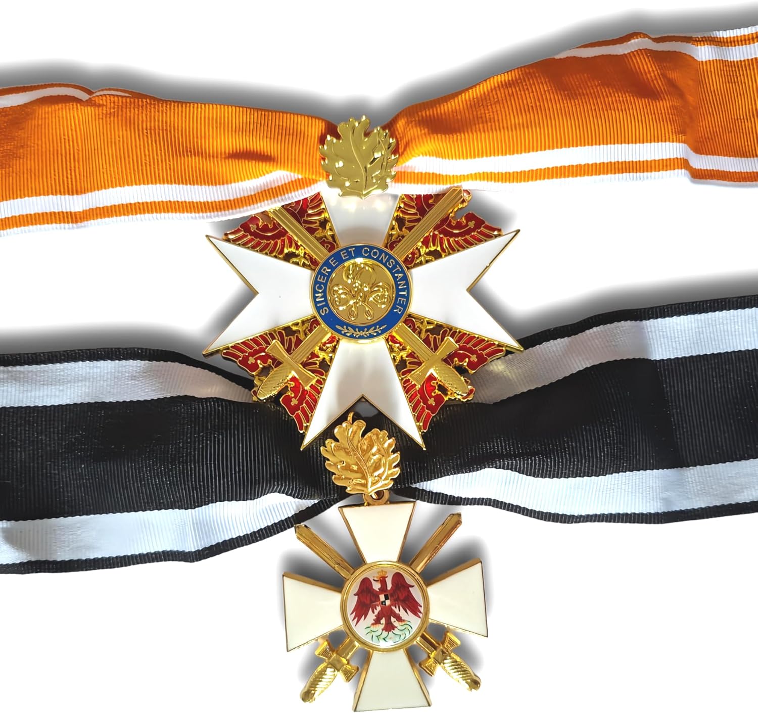 Prussian Medals Set Grand Red Eagle + Red Eagle - Gold Leaves - WW1 German Medals Military of Prussia Award Replica