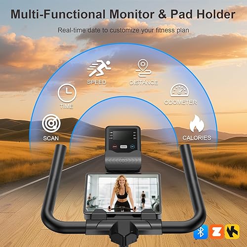 Miniatura 5 de Bicicleta estática para el hogar bicicleta de ciclismo interior de 350 libras, bicicleta de giro estacionaria de bajo ruido con sincronización de