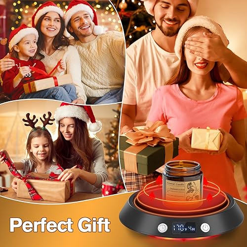 Miniatura 5 de Kepwam Calentador de taza de café  Calentador de café eléctrico de 55 W para escritorio, 3 ajustes de temperatura y calentador inteligente de tazas