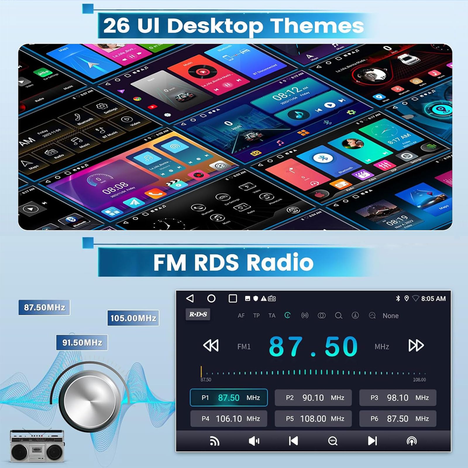 Autoradio Android 15 per Hon-da jazz city 2002-2007 con CarPlay wireless Android Auto Mirror Link touchscreen da 9'' Bluetooth navigazione GPS WiFi FM RDS telecamera posteriore(Size:8Core 4+32G)