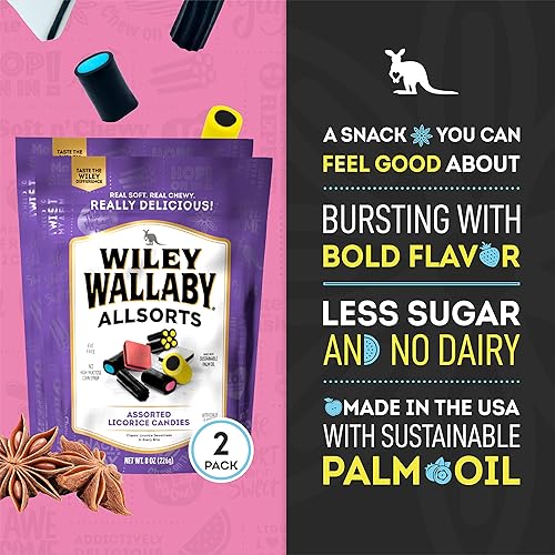 Miniatura 3 de Wiley Wallaby Allsorts Gourmet - Caramelos de regaliz surtidos suaves y masticables de 8 onzas (paquete de 2)