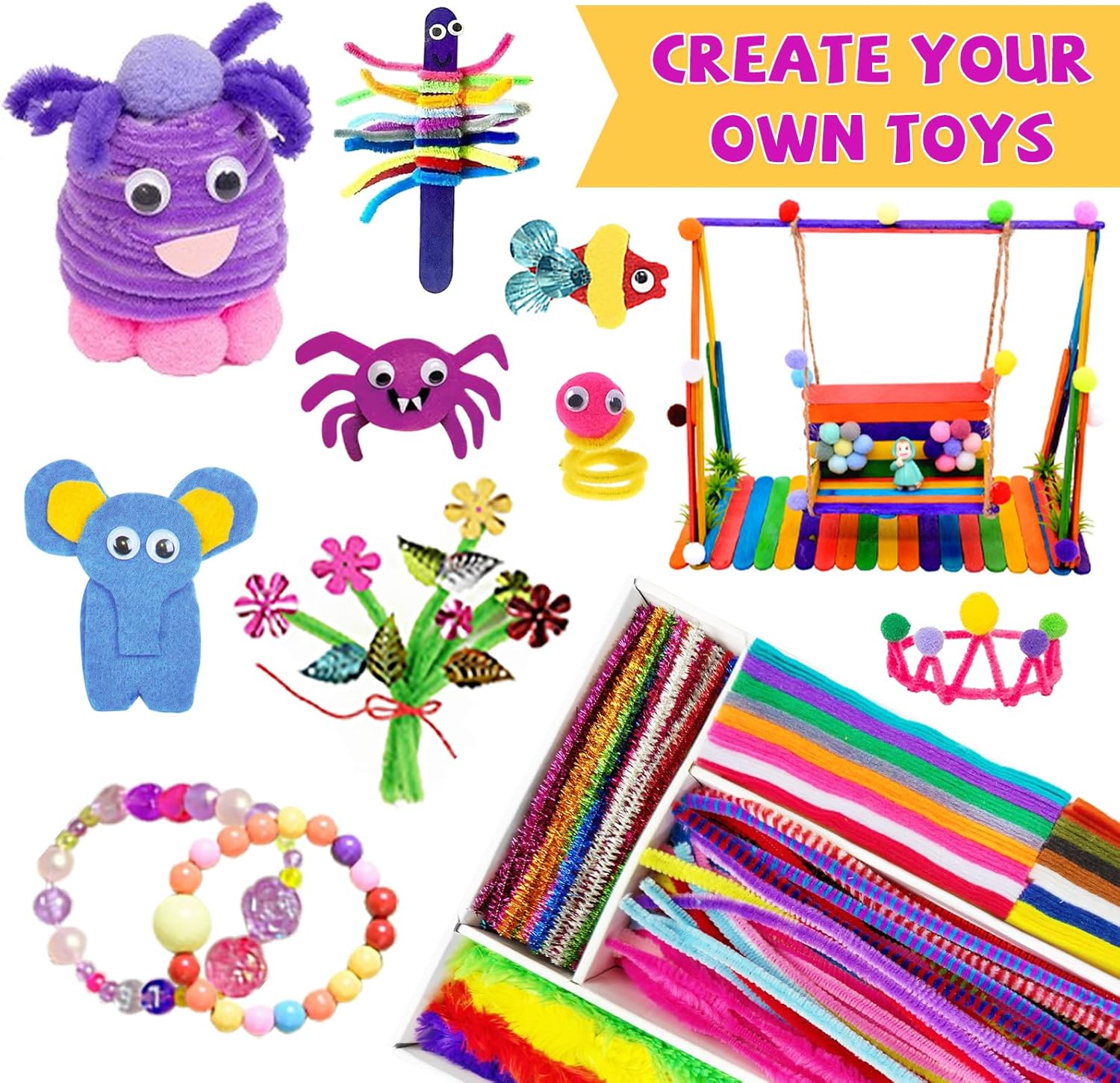 Itopstar Arts and Crafts Kit for Kids, Science Kits for Kids Age 5-7, Craft Kits and Art Supplies, Gifts for 5 7 9 Year Old Girls, Crafts for Kids Ages 4-8 8-12
