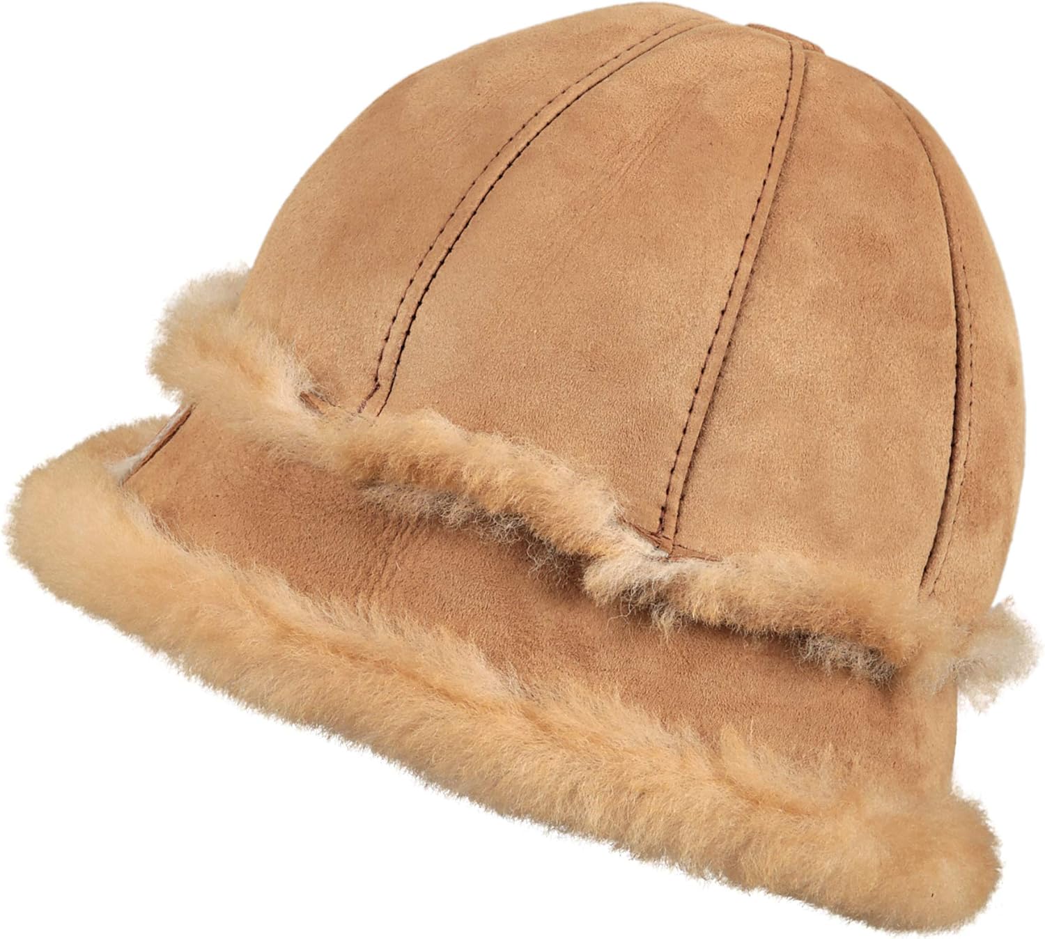 Women's Shearling Sheepskin Winter Fur Bucket Beanie Hat Tiping XL