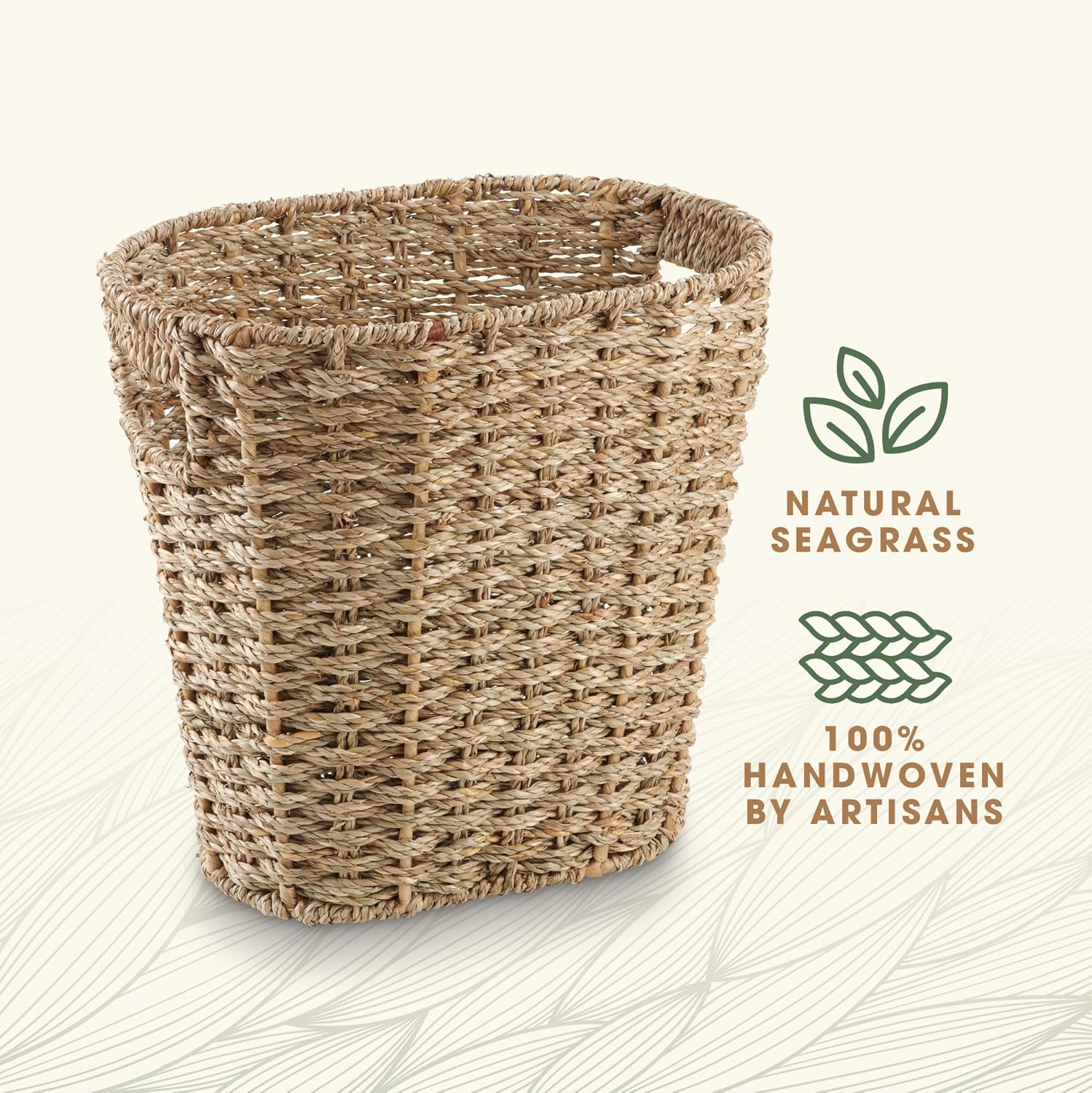 84ECO 2-Pack Oval Seagrass Garbage Can for Bathrooms