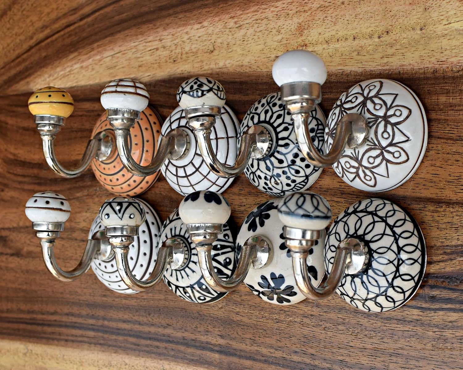 Hand Painted Ceramic Coat and Wall Hook Unique Towel Hanger Robe Hook for Entryway Bedroom Kitchen Home - 1pc (Yellow Ceramic) image 5