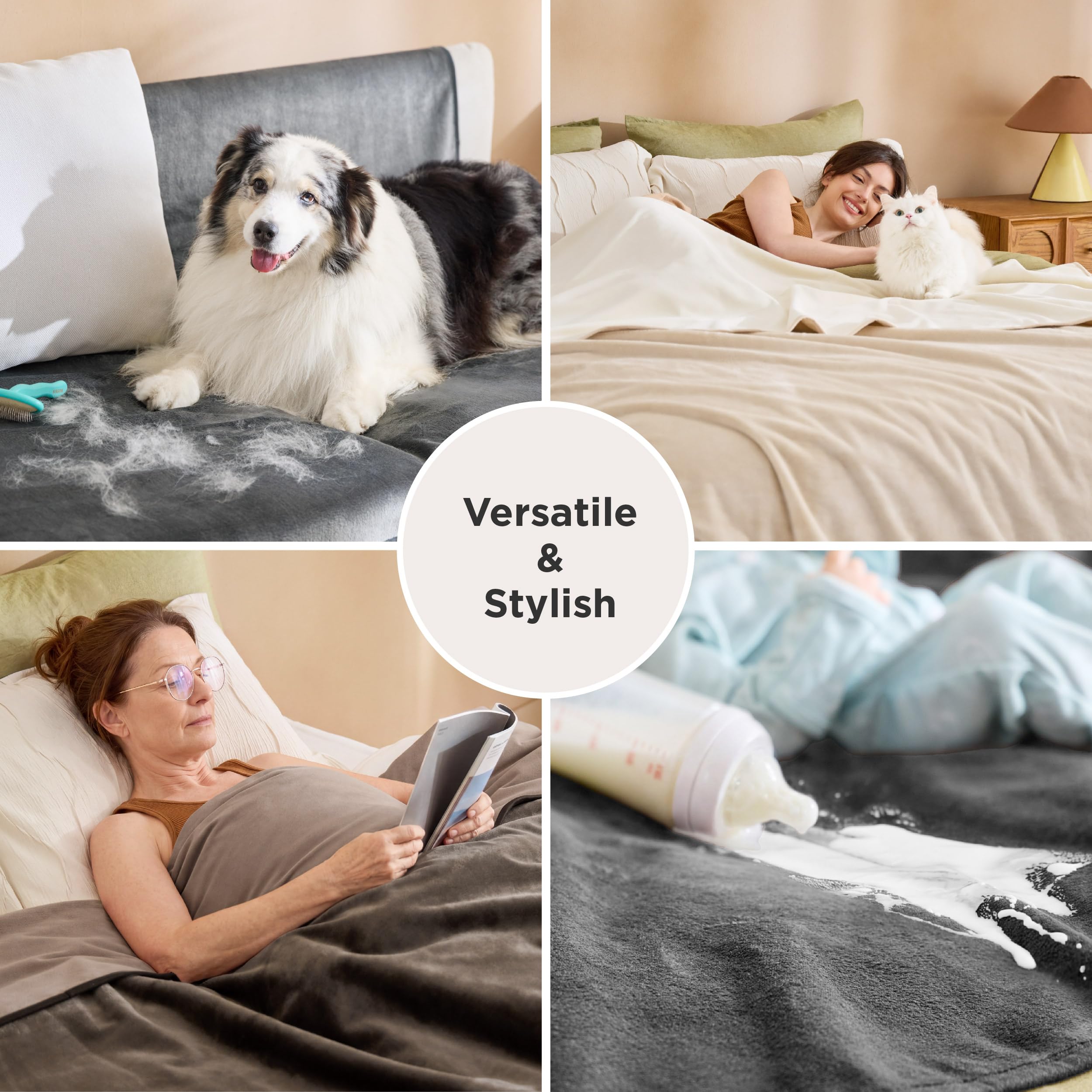 BEDSURE wasserdichte Deck, Liebesdecke 152x203 cm Fleece, beidseitig,laufsicher, Hundedecke waschbar, Deck für Sofa, Bett, Auto, Outdoor, Hunde Decke für Couch, Matratze, Camping, Picknick, Grau