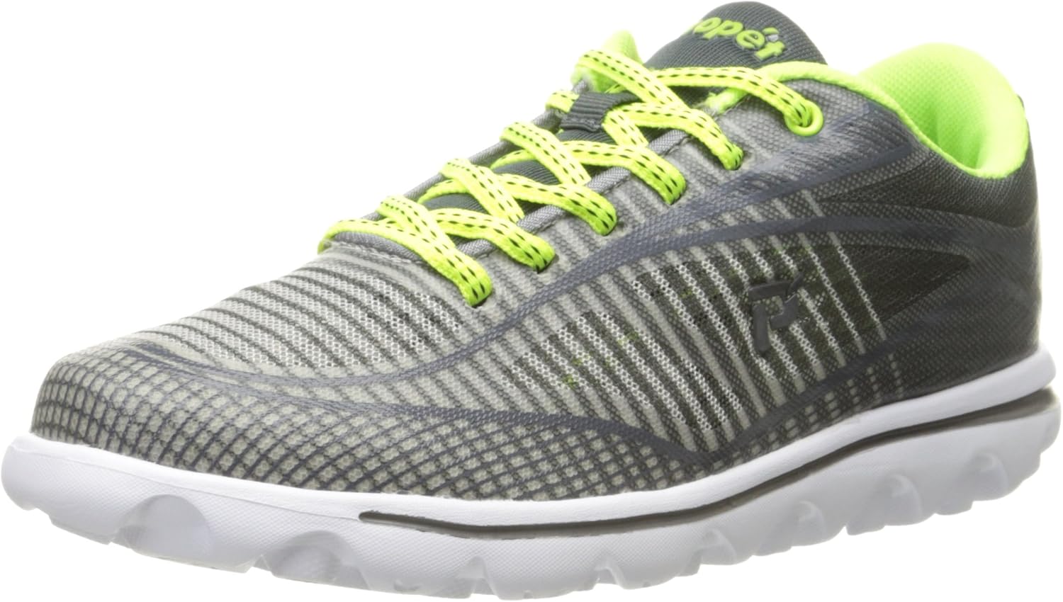 Propet Women's Billie Walking Shoe, Grey/Lime, 6 M US