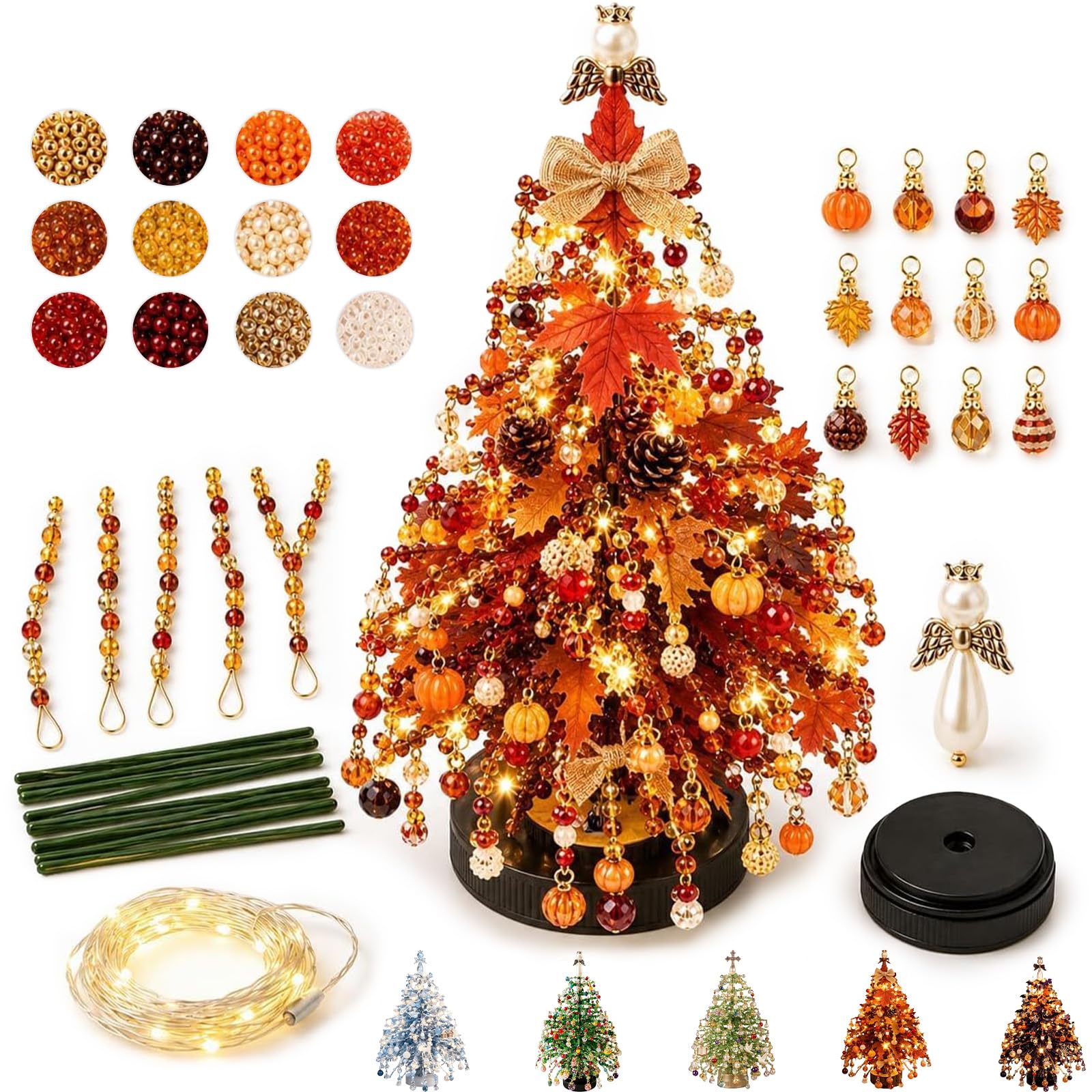 Wonlonda DIY Beaded Christmas Tree Kit Fall 3D Bead Holiday Craft Set