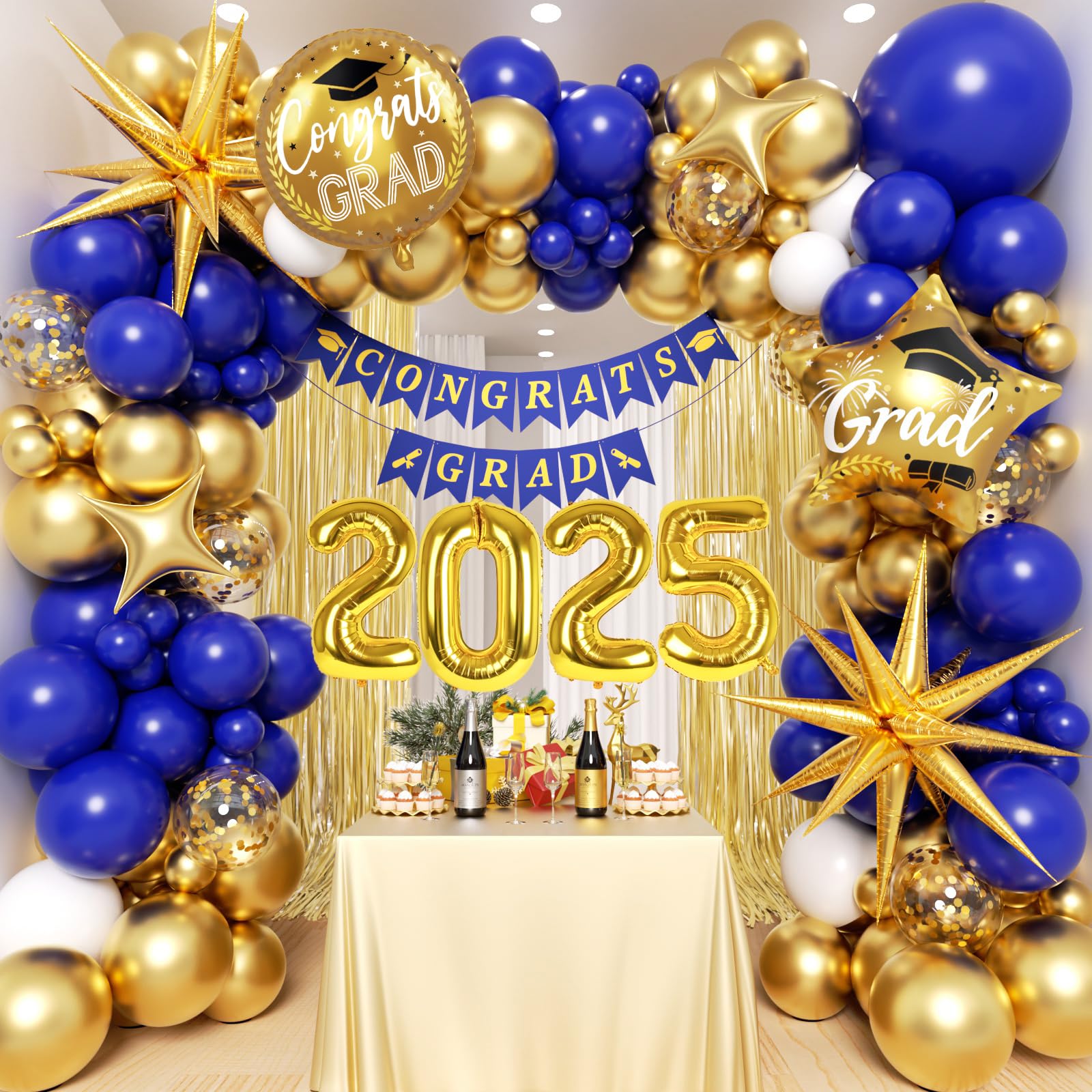 Snapklik.com : Blue And Gold Graduation Decorations Class Of 2025 ...