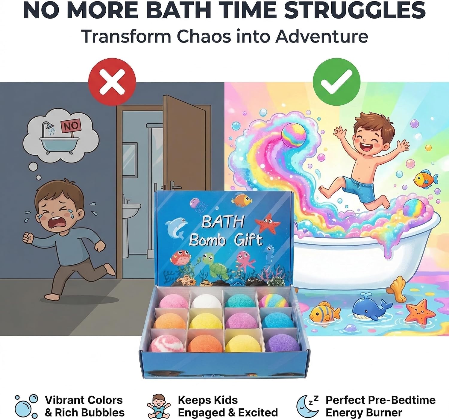 Ocean Toy Bath Salt Ball Sleeve Box Bath Bombs, Bath Bombs for Kids with Toys Inside, 2026 New 12-Pack Easter Gifts Bath Bombs with Surprise Spring Inside (Green 12Pcs)