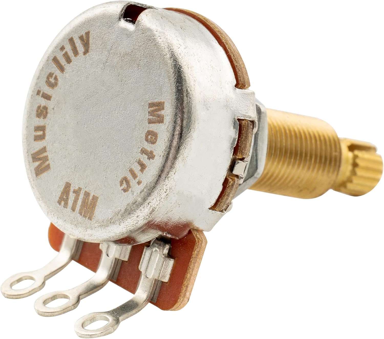 Musiclily Pro HD A1M Pots Brass Metric Split Long Shaft 19mm Audio Taper Potentiometers for Electric Guitar Bass (Set of 10)