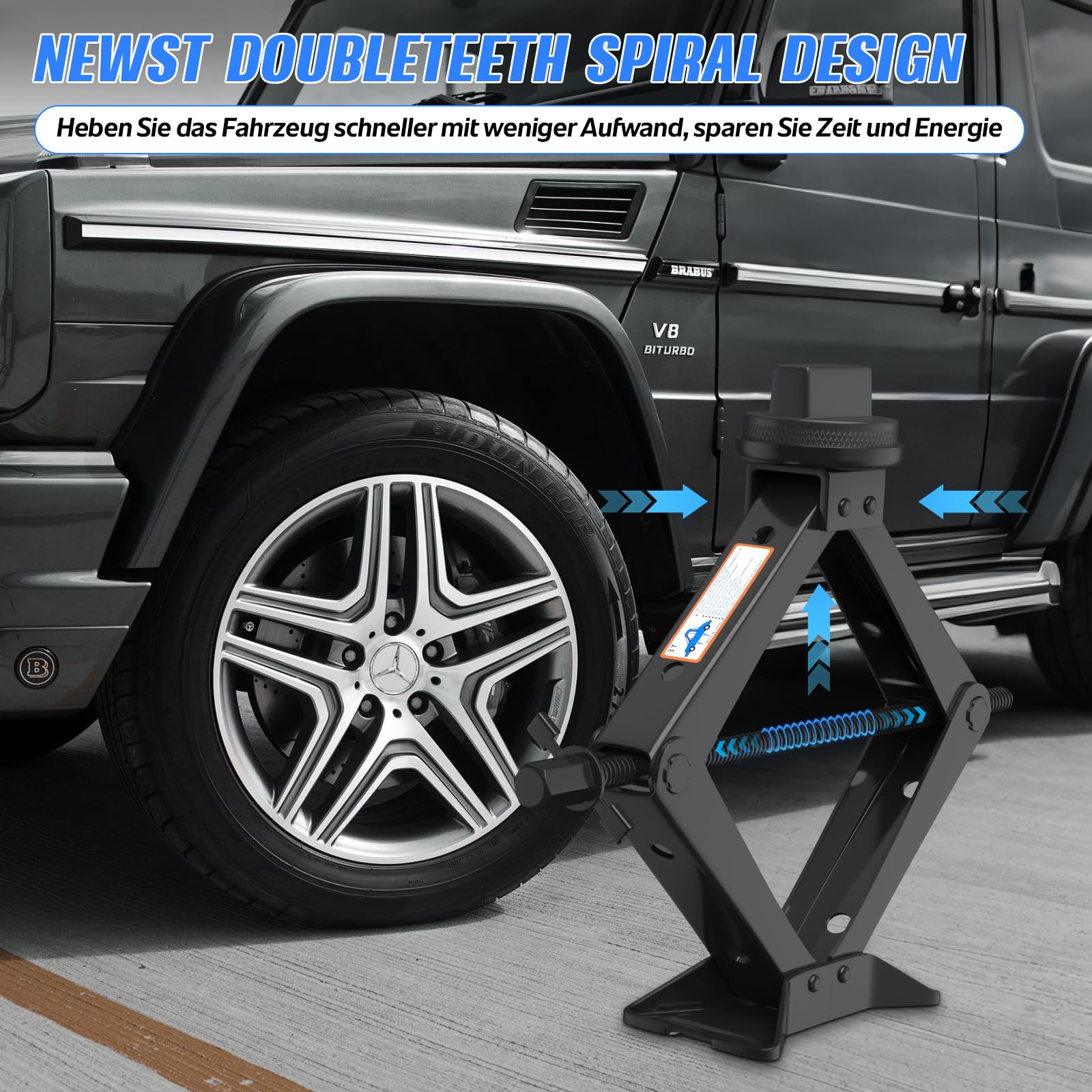 IMAYCC 3T Cric Auto in Acciaio Robuste Per Mercedes-Benz Auto | 2 Tampone In Gomma,Cric a Forbice Anti-graffio,Kit Emergenza Auto Per Mercedes-Benz-SUV MPV Sostituzione degli Pneumatici