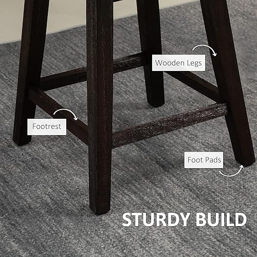 Miniatura 7 de HOMCOM Juego de 2 taburetes de bar con altura de mostrador, taburetes de bar giratorios de tela de 26.5 pulgadas de altura de asiento con patas de