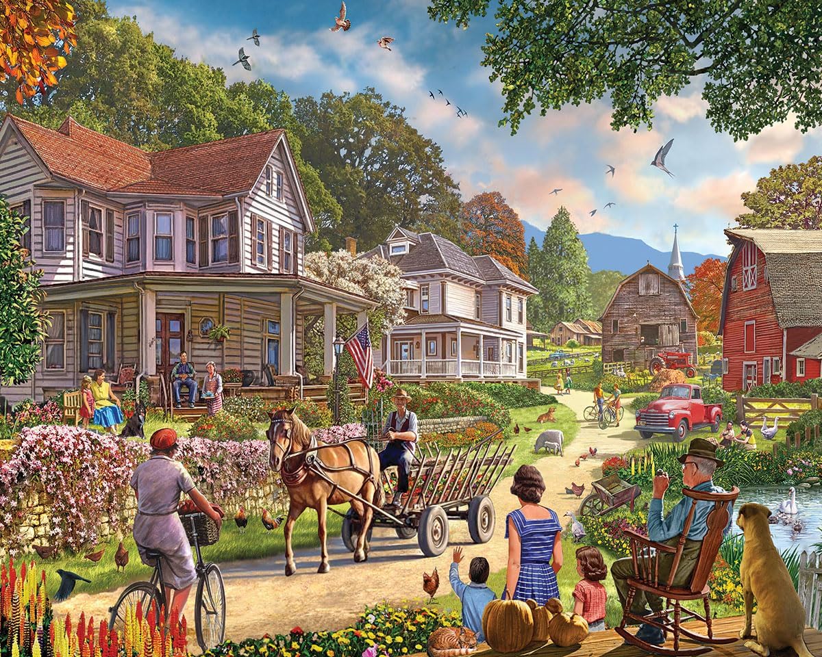 White Mountain 1000 Piece Jigsaw Puzzle Scenic Rural Landscape Puzzles with Large Pieces for Adults and Family 24"x30" - Country Weekend