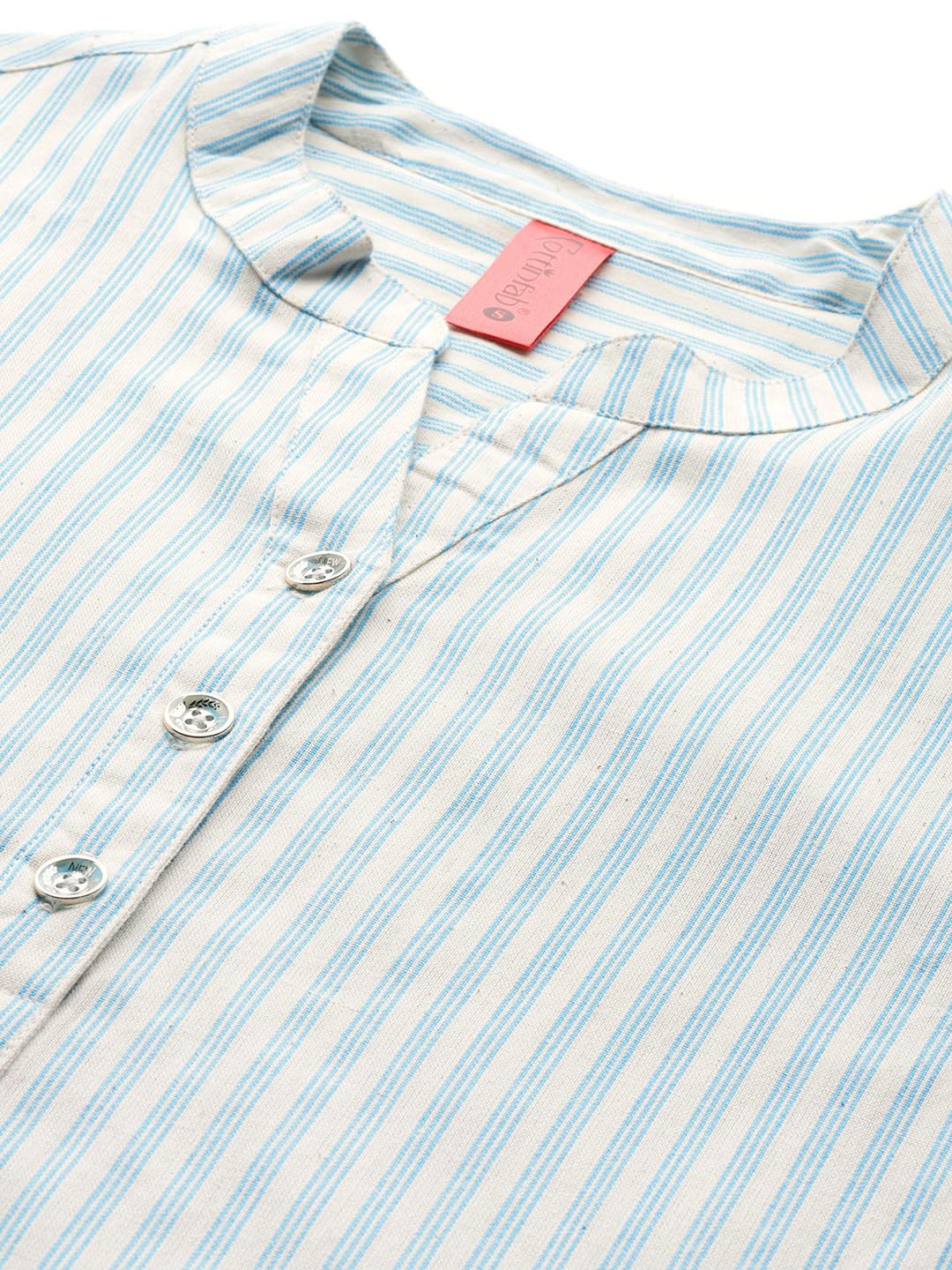Cottinfab Off-White and Blue Striped Cotton Top 2
