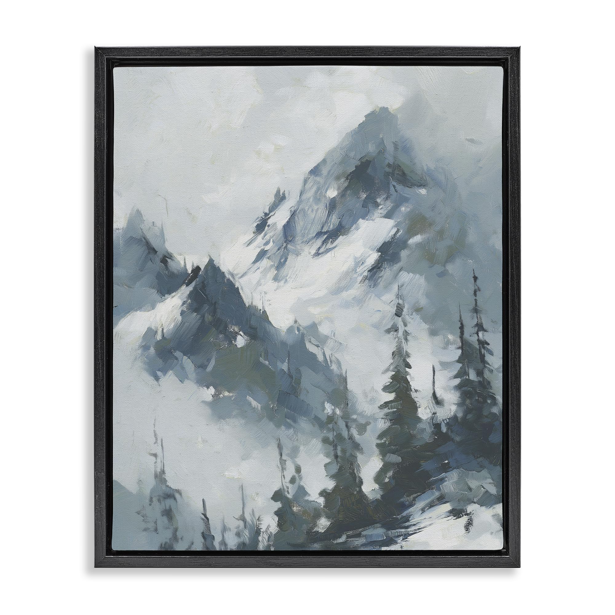 Stupell Industries 'Frozen Majesty Mountains', Floating Frame Canvas Art, Black, 25 x 31 Inches, Easy to Hang and Sturdy, Made in USA, by Svetlana Aleynikova