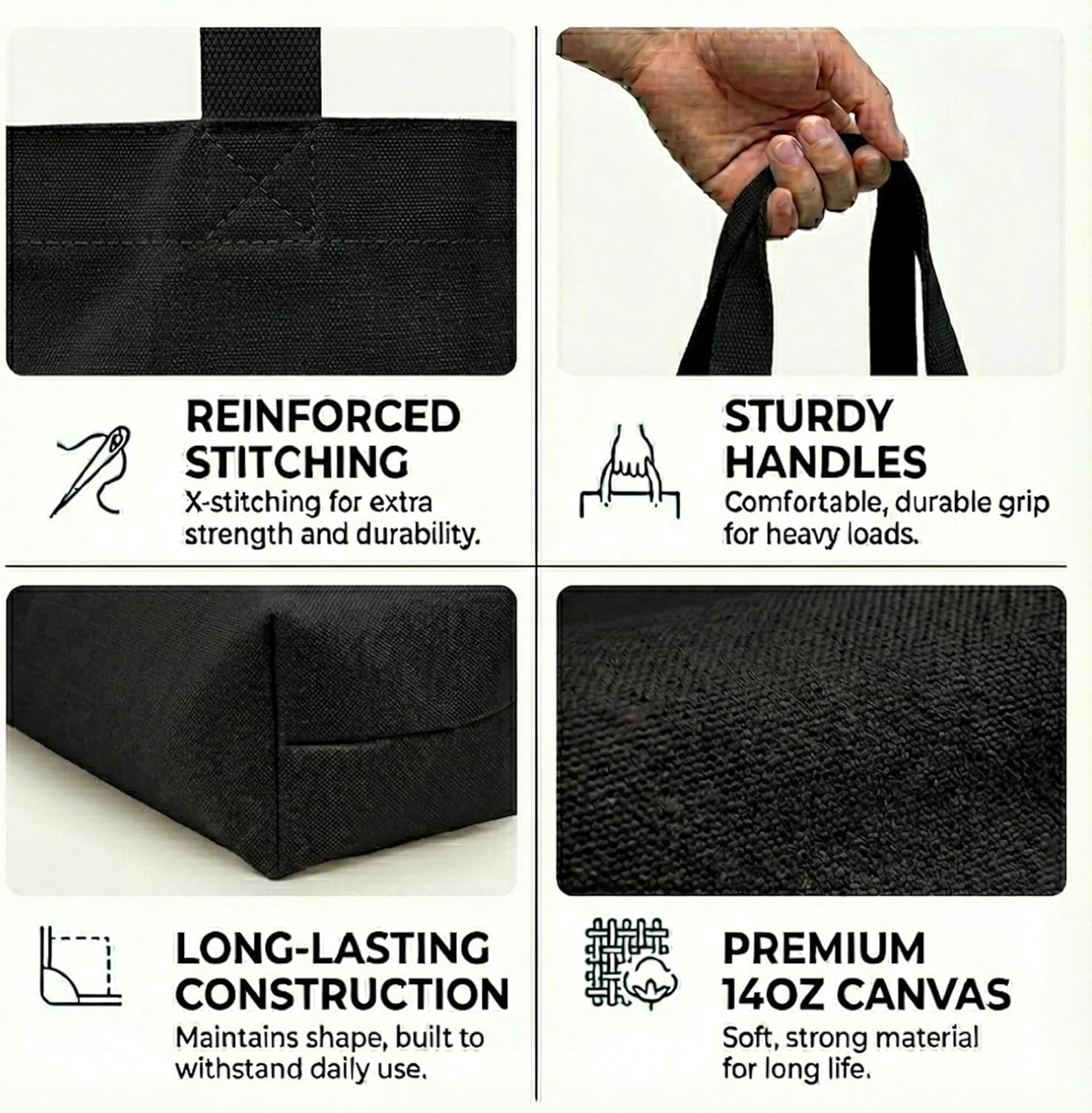 Extra Large Canvas Tote Bag - Big Reusable Grocery Shopping Heavy Duty Foldable - Image 5