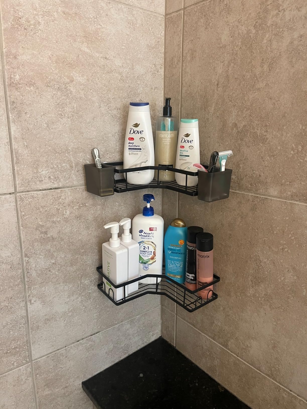 AKTECKE Corner Shower Caddy Bathroom Organizer Adhesive Shower Rack Bathtub Shelves - 3Pack No Drilling Shower Shelf photo review