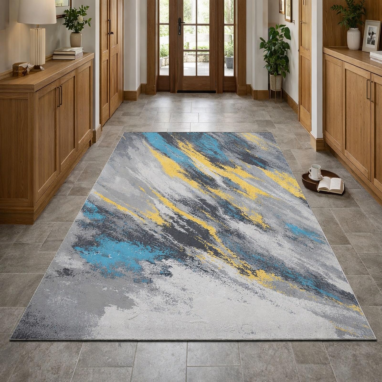 Tapis lavable et antidérapant multicolore 200 x 250 cm