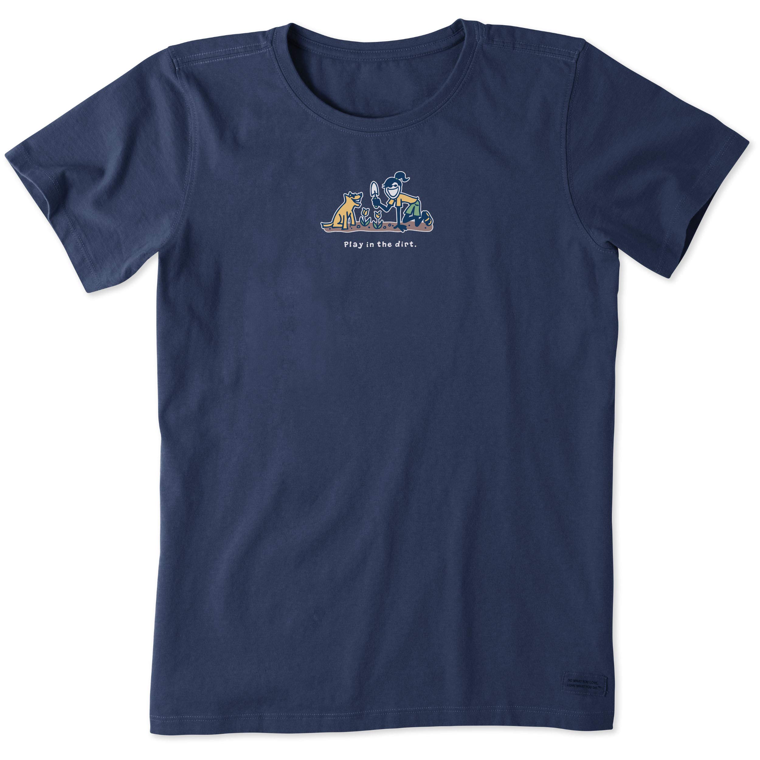 Life is Good Womens Crusher Tee Jackie And Rocket Play Dirt