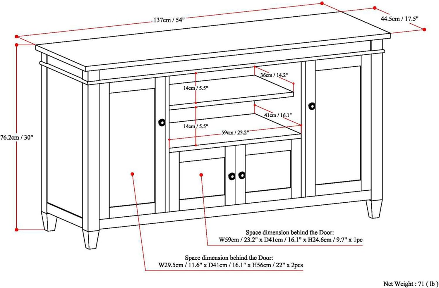 SIMPLIHOME Carlton SOLID WOOD Universal TV Media Stand, 54" Wide, Contemporary, Living Room Entertainment Center, Storage Shelves and Cabinets, for Flat Screen TVs up to 60 inch in Dark Tobacco Brown : Home & Kitchen