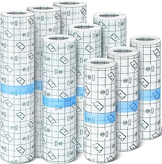 9 Rolls Tattoo Aftercare Bandage Waterproof Transparent Stretch Adhesive Bandages Tape Clear Tattoo Film Wrap for Swimming, 3 Sizes(6 Inch, 8 Inch, 10 Inch Wide)