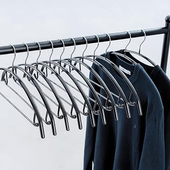 Pack of 20 Black Metal Coat Hangers 42cm Non-Slip Rubber Coating Prevents Shoulder Bumps & Marks for Sweaters T-Shirts Shirts and Trousers