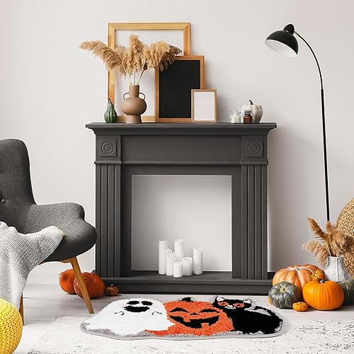 Miniatura 5 de Waline - Alfombra de baño de Halloween, diseño de calabaza, fantasma, gato negro, antideslizante, tapete de ducha para el hogar, cocina, dormitorio,