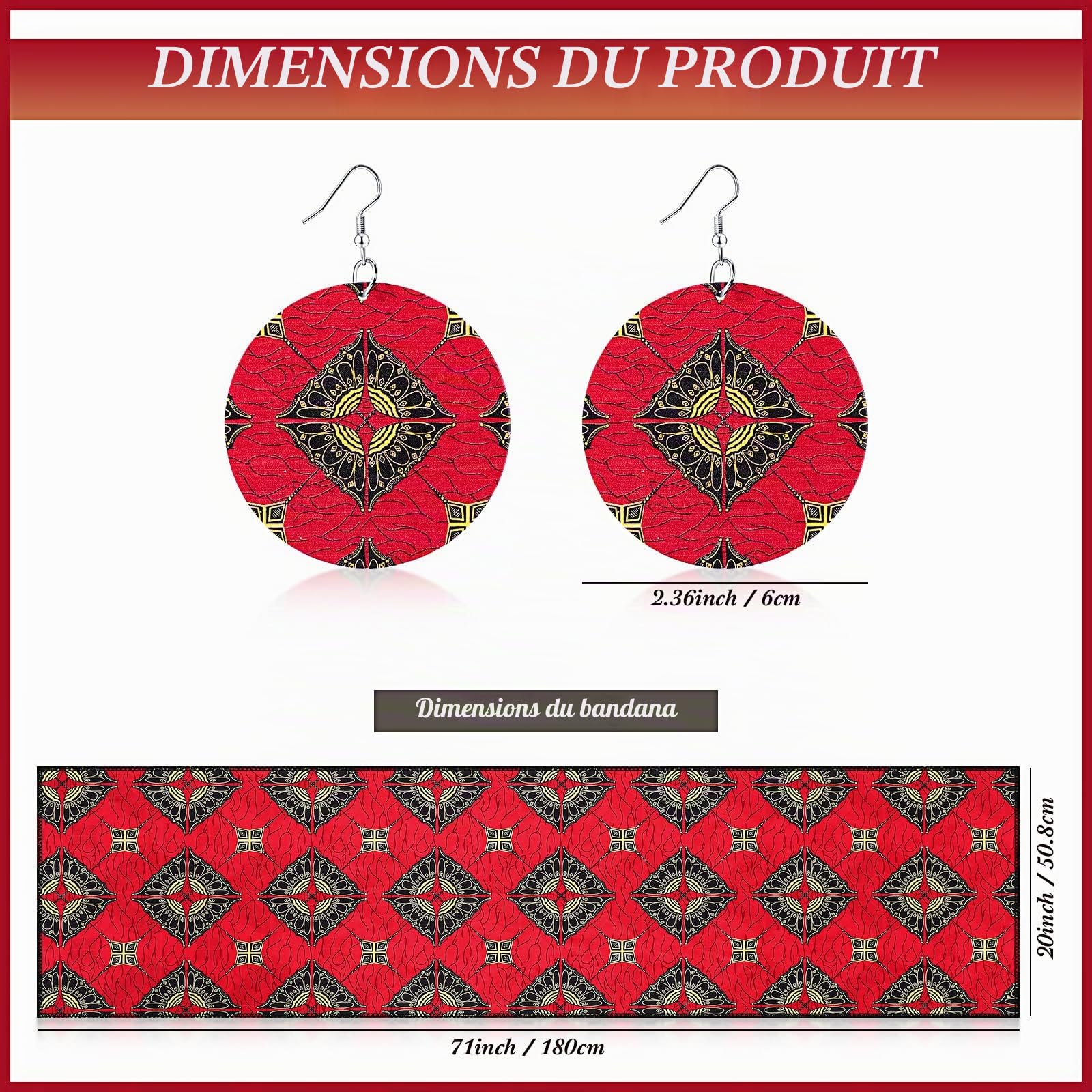 Janmercy 3 Pcs Women African Skirt Printed Maxi Skirt Long Skirts with Pockets Boho Casual Dress Head Wrap Scarf Drop Dangle Earrings