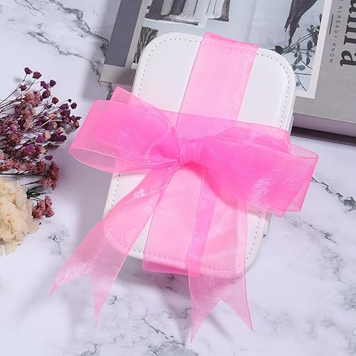 Miniatura 4 de Cinta de organza transparente de 1.5 pulgadas, cinta de gasa rosa intenso para envolver regalos, decoración de Navidad, Halloween, ramo de boda,