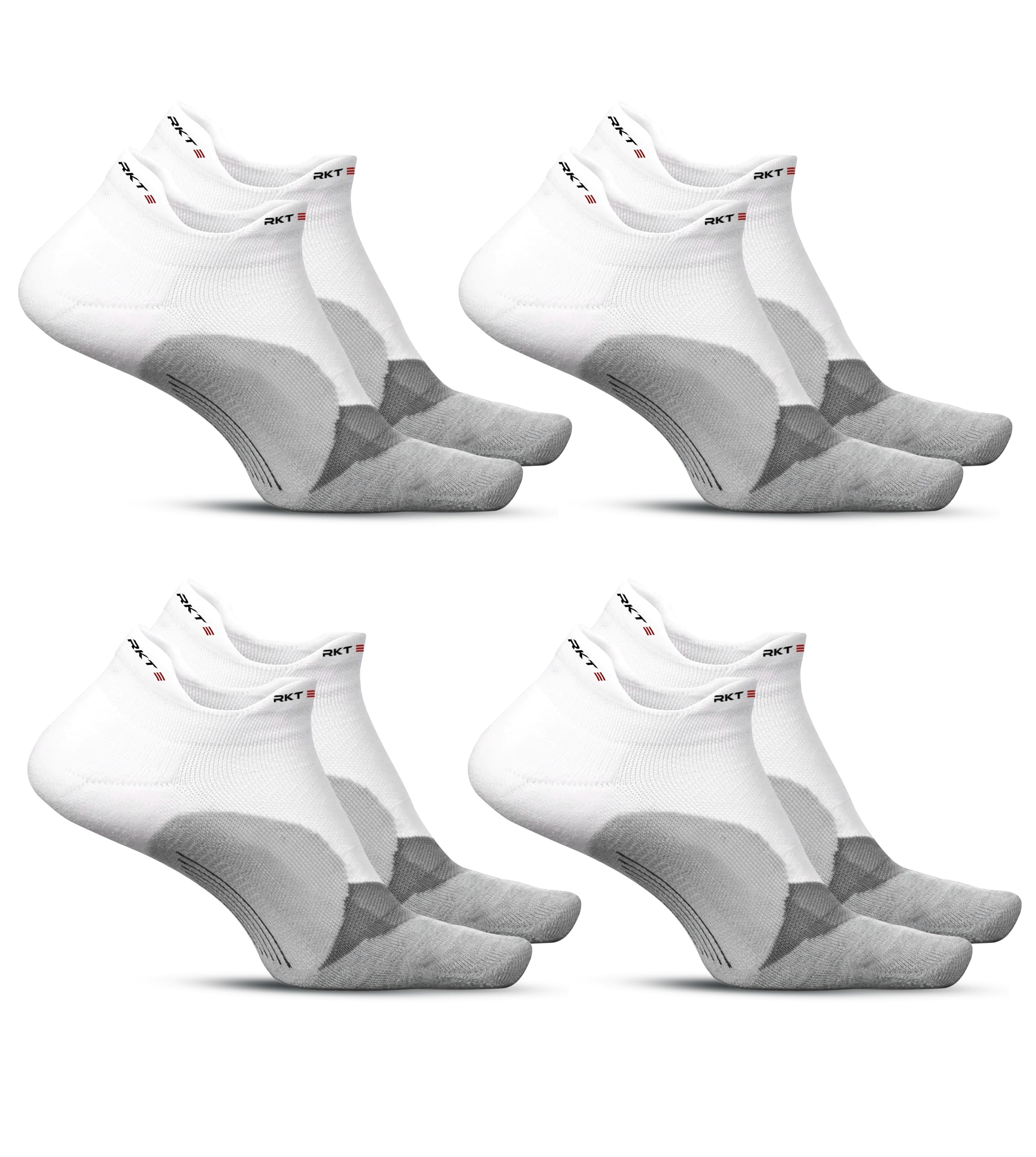 RKTXMen & Women Ankle Length Socks, Free-Size, Multicolour, Pack of 4, Athletic Socks (IN, Alpha, Free Size, 4, 3 ➤ White Grey Elite)