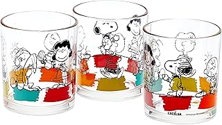 Excelsa Peanuts - Juego de 3 Vasos de 25 cl, de Cristal Transparente, 8 x 8 x 9 cm