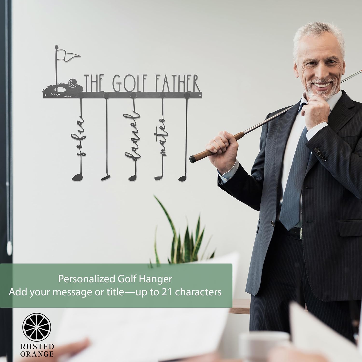 Hole in One Personalized Family Names Golf Sign - Papa Signs Wall Decor Happy Fathers Day Decor Fathers Day Signs Custom Fathers Day Gifts from Kids Fathers Day Golf Signs for Grandpa Wall Decor Signs