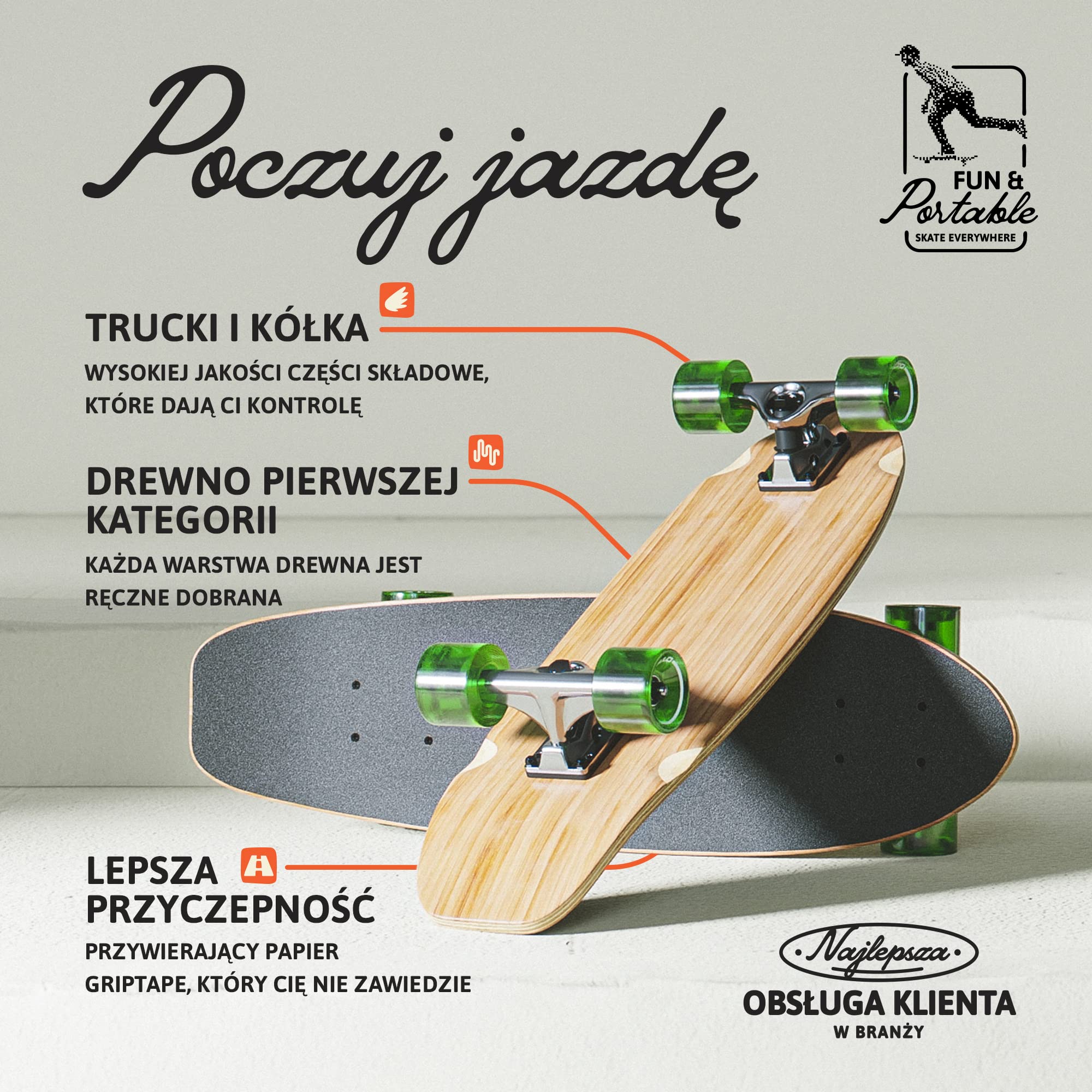 Apollo Mini longboard | Midi Cruiser jako kompletna deska, 70 cm (30 x 8), dwustronna mini longboard z drewna w stylu vintage, longboard dla dorosłych z łożyskami kulkowymi High Speed ABEC 9