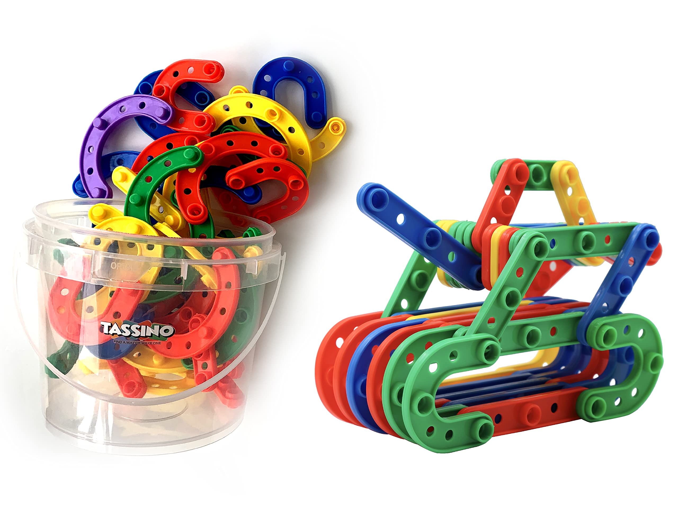Tassino Building Blocks Kids Toys DIY Toys for Kids Blocks Sets with Bucket Storage Packing Games & Puzzles Gifts for Boys Girls Educational Toys (Line) (B09TZS3QQF) Amazon Price History, Amazon Price Tracker