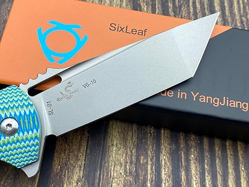 Miniatura 5 de TWO SUN Sixleaf Cuchillo Plegable Con Hoja VG-10 Mango G10 SL-01-Azul