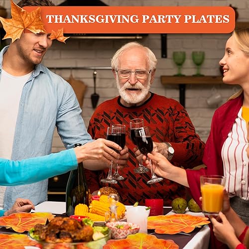 Miniatura 6 de 100 platos de Acción de Gracias de 10 pulgadas, hojas de otoño, desechables, vajilla de papel para dar gracias, ensalada, aperitivo, platos de