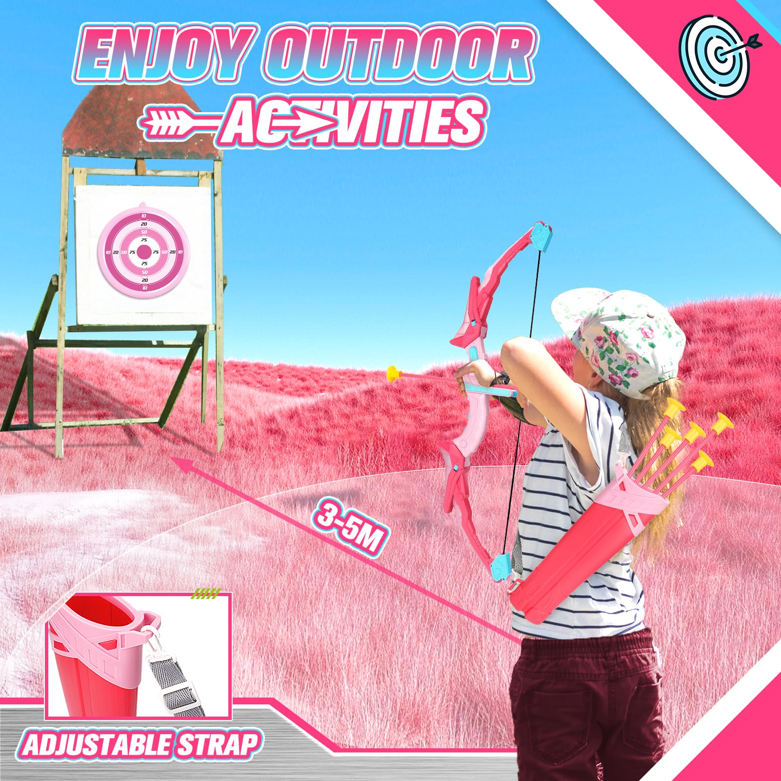 EUCOCO Flèche et Arc pour Enfants, Jouet Cadeau Garçon 6-10 Ans