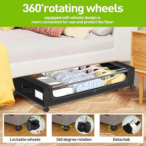 Miniatura 6 de APSARAS USA - Almacenamiento debajo de la cama con ruedas, contenedores de almacenamiento debajo de la cama con ventana transparente, cajones
