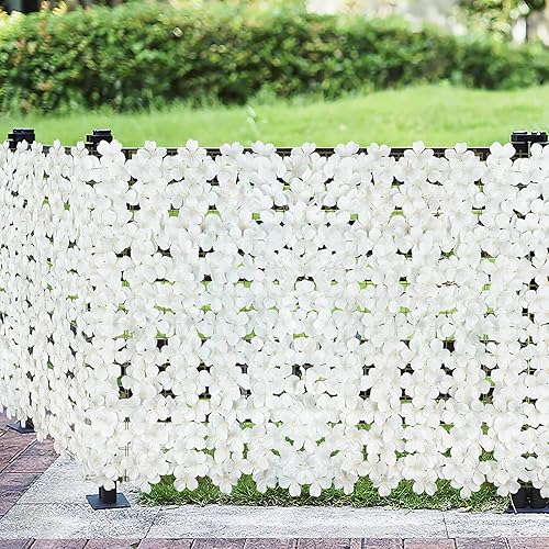 Miniatura 4 de GPARK Panel de pared de flores de boj artificiales de glicina de 118 x 39 pulgadas, pantalla de privacidad expandible para bodas, fiestas, jardín,