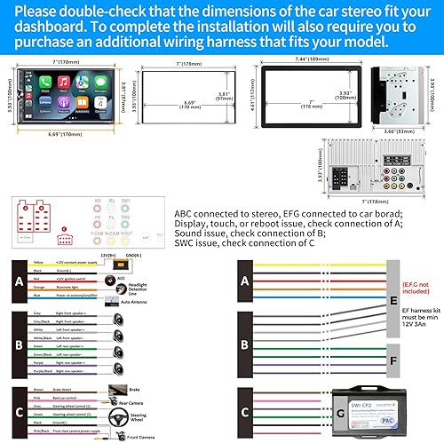 Miniatura 6 de Actualización inalámbrica Radio de coche doble DIN con Apple CarPlay inalámbrico y Android Auto, Bluetooth, enlace de espejo de teléfono, pantalla