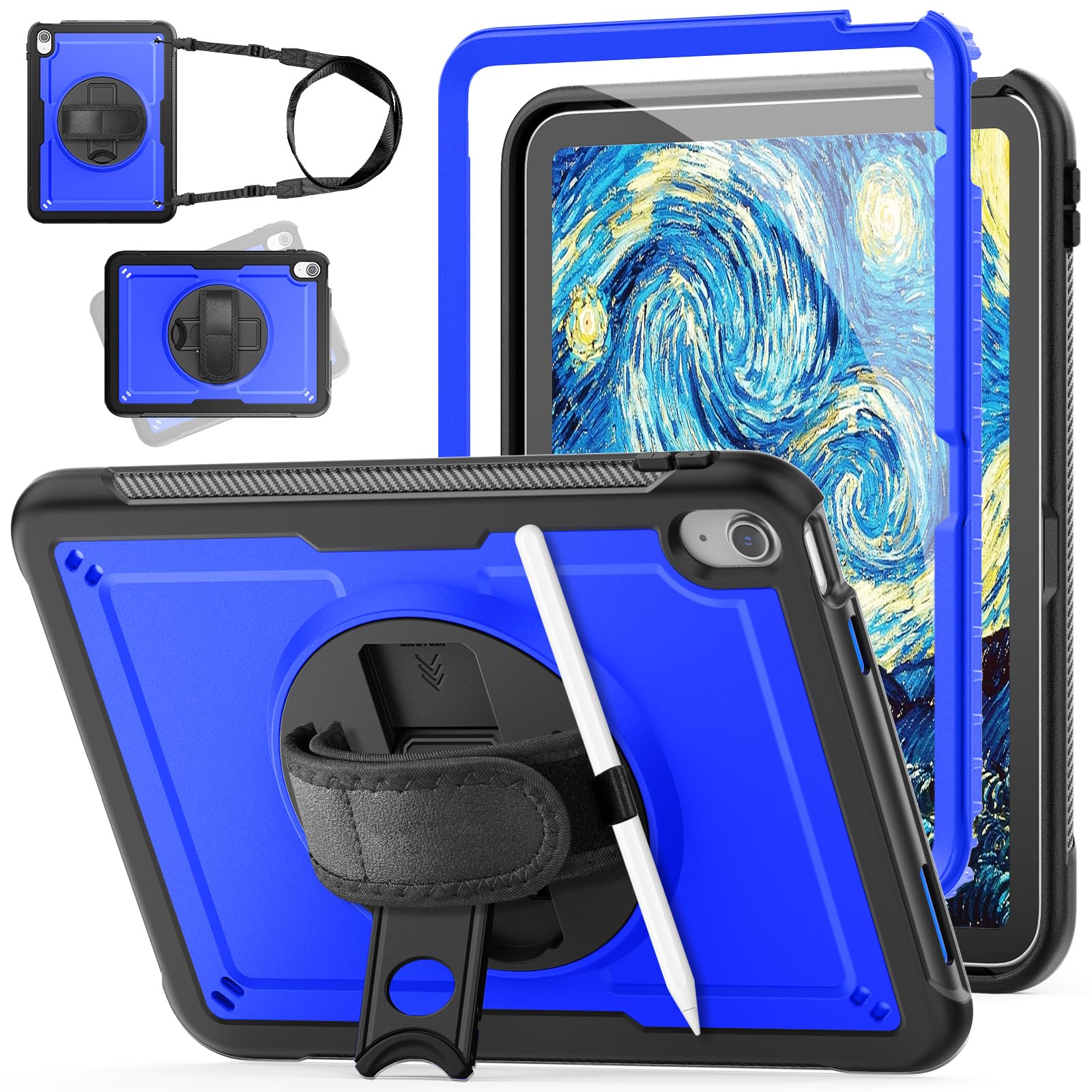 Custodia IPad 10a Gen 2022 10.9 Pelle Antiurto Con Supporto Girevole 360°