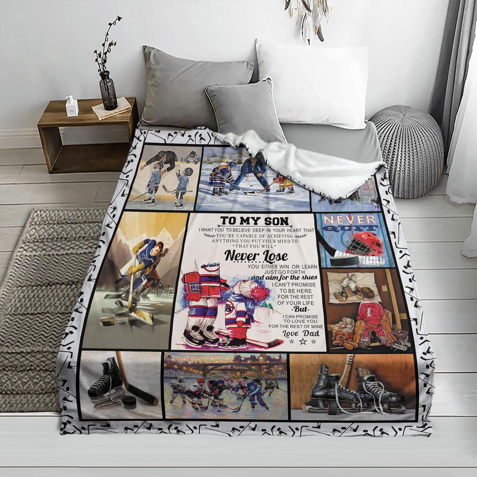 Hockey Blanket Hockey Gifts for Boys Kids Soft Cozy Hockey Bedding Fleece Throw Blanket Hockey Gifts for Men Women Christmas Hockey Gifts for Coach 60'' x 80'' (Hockey Blanket 04)