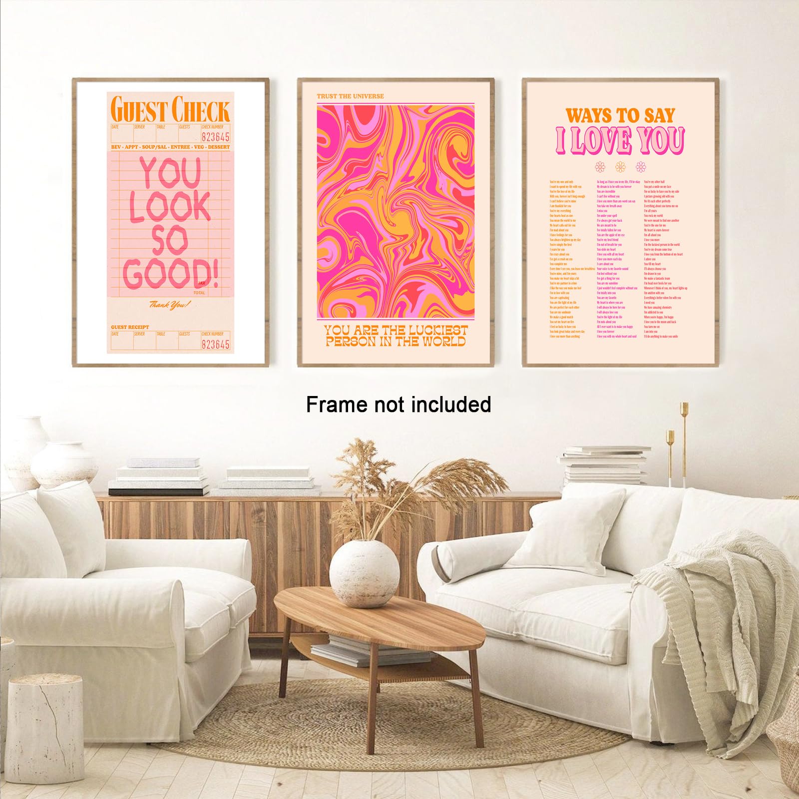 Wandbild Auf Leinwand, 61x122 Cm – Buntes Pop-Art Gemälde In Rosa, Gerahmter Druck Für Wohnzimmer & Schlafzimmer